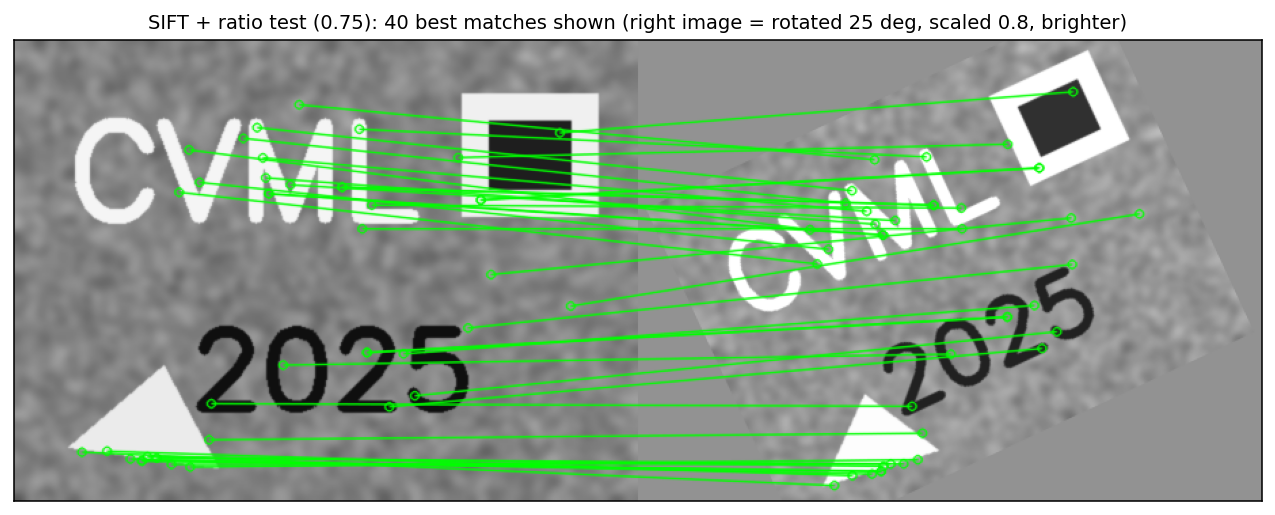 SIFT matches between rotated and scaled versions